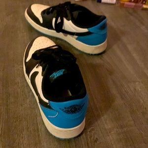 Blue, white, and black Nike dunks
